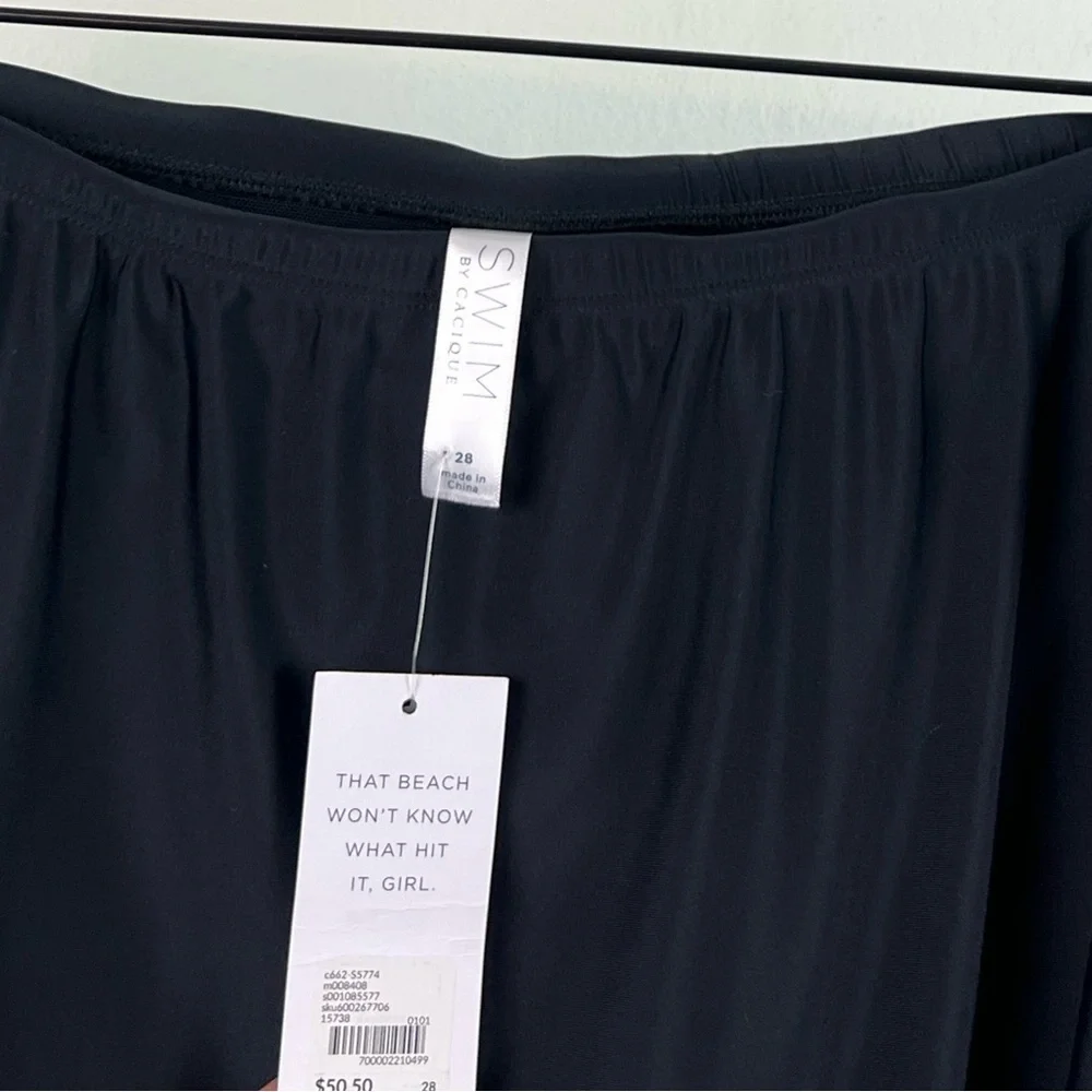 NWT Lane Bryant Cacique Black Pull On Swim Skort